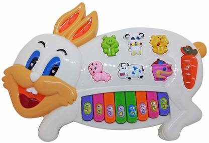 Reyansh Collection Rabbit Musical Piano for Kids With 3 Modes Animal Sounds,  Flashing Lights & Wonderful Music - Rabbit Musical Piano for Kids With 3  Modes Animal Sounds, Flashing Lights & Wonderful