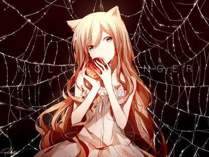 Athah Anime Original Blue Eyes Animal Ears Blonde Long Hair Girl Water Drop  Spider Web Dress Apple 13*19 inches Wall Poster Matte Finish Paper Print -  Animation & Cartoons posters in India -