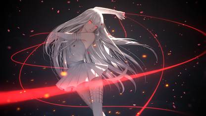 Athah Anime Pixiv Fantasia T White Dress Long Hair Red Eyes White Hair Girl  13*19 inches Wall Poster Matte Finish Paper Print - Animation & Cartoons  posters in India - Buy art,