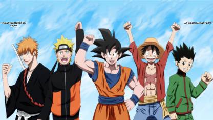 Athah Anime Crossover Naruto Uzumaki Monkey D Luffy Ichigo Kurosaki Gon Freecss Goku Naruto One Piece