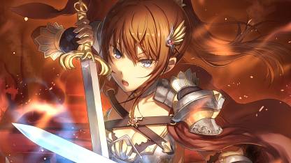 Athah Anime Original Girl Warrior Sword Brown Hair Blue Eyes Armor 13*19  inches Wall Poster Matte Finish Paper Print - Animation & Cartoons posters  in India - Buy art, film, design, movie,