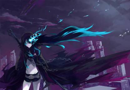 Athah Anime Black Rock Shooter Blue Eyes Long Hair Girl Sword Woman Warrior Blue Hair 13 19 Inches Wall Poster Matte Finish Paper Print Animation Cartoons Posters In India Buy