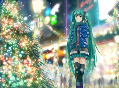 Athah Anime Vocaloid Hatsune Miku Christmas Christmas Lights Christmas Tree  13*19 inches Wall Poster Matte Finish Paper Print - Animation & Cartoons  posters in India - Buy art, film, design, movie, music,