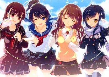 Athah Anime High School Girls Girl Short Hair Long Hair Ponytail Brown Hair Yellow Eyes Purple Athah Anime High School Girls Girl Short Hair Long Hair Ponytail Brown Hair Yellow Eyes Purple