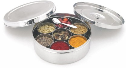 14 Indian 7 Spice Tin Box Masala Spices Storage Box Stainless Steel Dabba No 