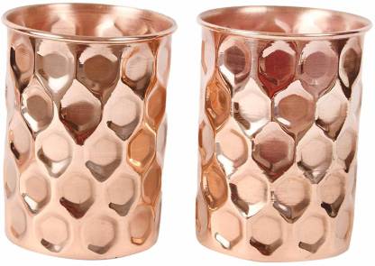 300 Ml Drinking Serving Water Yoga Ayurveda Copper Glass Tumbler Cup With Lid 