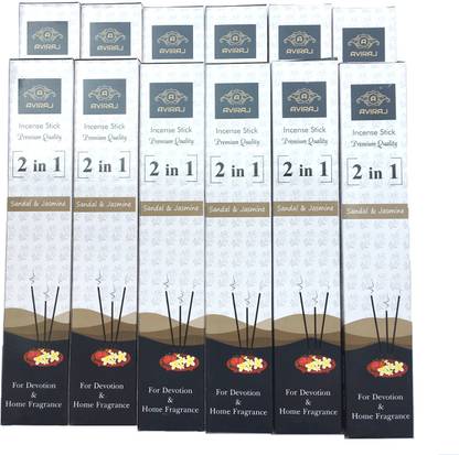 aviraj Premium Incense Sticks- (Pack of 12 Boxes)- All Classic Best  Jasmine, Sandal