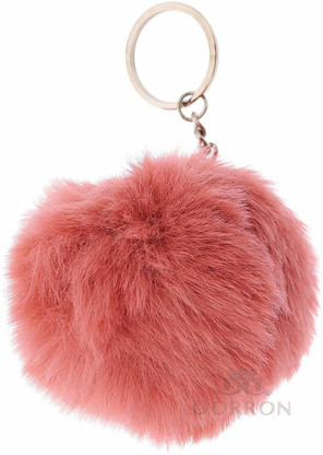 red fur pom pom keychain