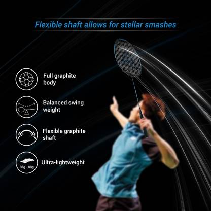 Adrenex by Flipkart R501 Full Graphite Badminton Racquet Black, Blue Strung