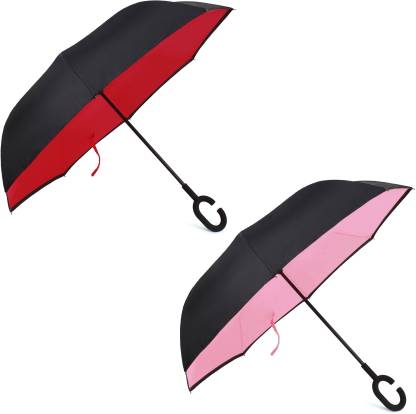 PAGALYetrade Umbrella C-handle Reverse-Design umbrella (Pain Red and Light Pink) Umbrella