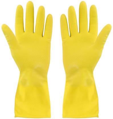 5 packs x LATEX PROTECTIVE LONG CUFF GLOVES kitchen washing up cleaning