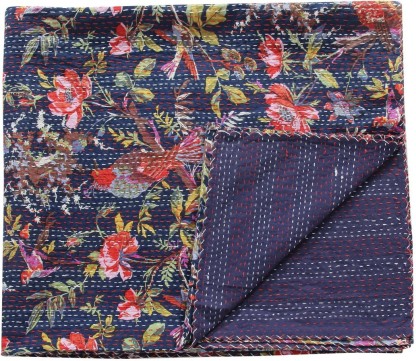 Details about   Indian Cotton Kantha Quilt Screen Print Blanket Bird Bedspread Bedding Coverlet 