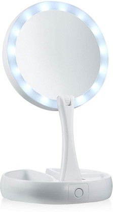 Double sided mirror with light