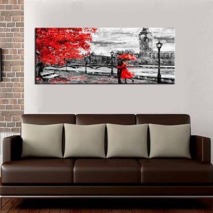 Couple Wall Painting Canvas Print, Big Wall Pictures For Living Room With Frame