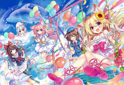 Athah Anime Original Girl Nekomimi Blonde Pink Hair Brown Hair White Hair Flower Sunflower Dress School Uniform Dolphin Balloon Rainbow 13*19 inches Wall Poster Matte Finish Paper Print - Animation & Cartoons Athah Anime Original Girl Nekomimi Blonde Pink Hair Brown Hair White Hair Flower Sunflower Dress School Uniform Dolphin Balloon Rainbow 13*19 inches Wall Poster Matte Finish Paper Print - Animation & Cartoons