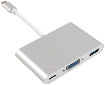 CABLEDECONN USB-C to HDMI VGA Adapter USB3.0 Hub Gigabit Ethnernet 1000Mbps Multiport Adapter Docking Converter 