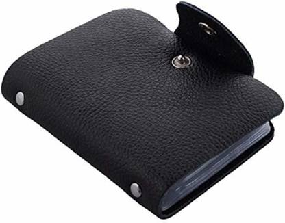 Greatdio Pack Of 2 Leather Credit Card Holder Business Card Holder Atm Card Holder Visiting Name Id Card Holder Debit Card Holder For Women Men Holds 24 Cards And Cheque Book Holder Combo Black Black