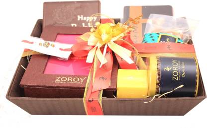 Zoroy Luxury Chocolate Rakshabandhan Leather Hamper Tray Combo