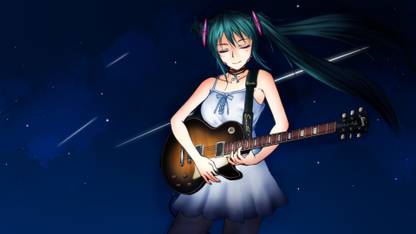 Athah Anime Vocaloid Hatsune Miku Twintails Blue Hair Guitar White Dress Girl Shooting Star 13*19 inches Wall Poster Matte Finish Paper Print - Animation & Cartoons posters in India - Buy art, Athah Anime Vocaloid Hatsune Miku Twintails Blue Hair Guitar White Dress Girl Shooting Star 13*19 inches Wall Poster Matte Finish Paper Print - Animation & Cartoons posters in India - Buy art,