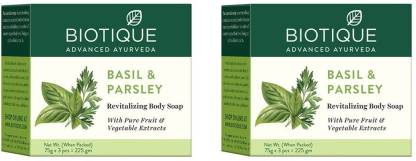 BIOTIQUE Bio Basil & Parsley Revitalizing Body Soap,75g*4(PACK OF 2)
