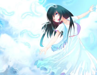 Athah Anime Original Long Hair Black Hair Dress Blue Eyes Blush Girl Wink Feather 13 19 Inches Wall Poster Matte Finish Paper Print Animation Cartoons Posters In India Buy Art Eye color black blue brown green gray orange purple red white yellow pink blue / green not visible. athah anime original long hair black