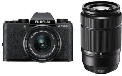 fujifilm x t100 mirrorless camera dual kit with 15 45mm 50 230mm lens kit