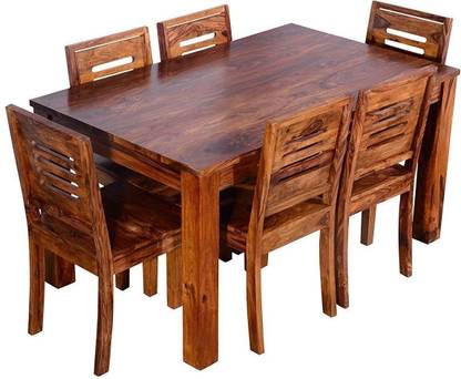 True Furniture Sheesham Wood 6 Seater Dining Table Set With Chairs For Living Room Teak Finish Solid In India True Furniture Sheesham Wood 6 Seater, Sheesham Dining Table Set