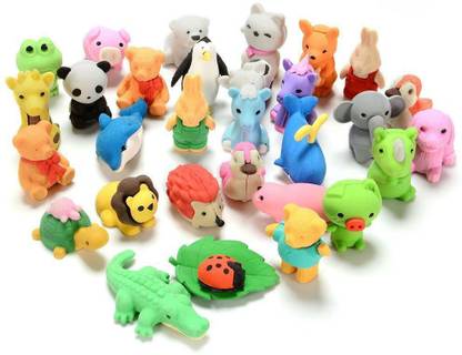 | Zahuu Cute Mini Animal Pencil Eraser Toys Set for Kids Non-Toxic Eraser - | Zahuu Cute Mini Animal Pencil Eraser Toys Set for Kids Non-Toxic Eraser -