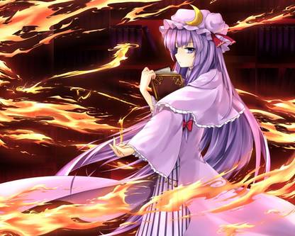 Athah Anime Touhou Patchouli Knowledge Purple Hair Purple Eyes Fire Book Flame 13*19 inches Wall Poster Matte Finish Paper Print - Animation & Cartoons posters in India - Buy art, film, design, Athah Anime Touhou Patchouli Knowledge Purple Hair Purple Eyes Fire Book Flame 13*19 inches Wall Poster Matte Finish Paper Print - Animation & Cartoons posters in India - Buy art, film, design,