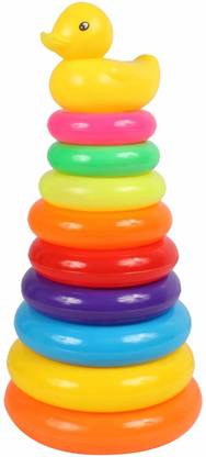 Planet of Toys Rainbow Stacking Ring Toss Game for Kids ...