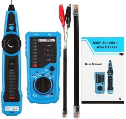 Blue Probe Kit Wire Tracker Tool Tone Cable Detector Generator Multifunctional Portable for Telephone Line Tester and Continuity Checking