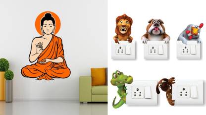 Walltech 18 cm Yogi Buddha Animals Switch Board Sticker Self Adhesive  Sticker Price in India - Buy Walltech 18 cm Yogi Buddha Animals Switch  Board Sticker Self Adhesive Sticker online at 