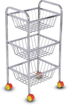 3//4//5 Tier Multifunction Fruit Vegetable Basket Storage Moving Trolley Kitchen
