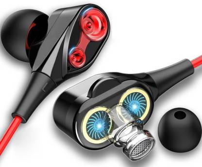 Edfigo High Bass With Dual Drive Stereo Sound Wired Headset  (Red, Black, In the Ear)