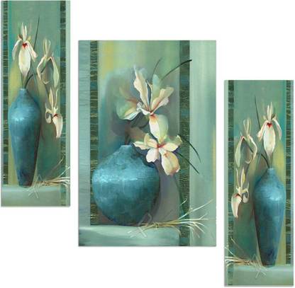 Art Amori Beautiful White Flower And Flower Vase 3 Pieces Mdf Painting Digital Reprint 12 Inch X 18 Inch Painting Price In India Buy Art Amori Beautiful White Flower And Flower