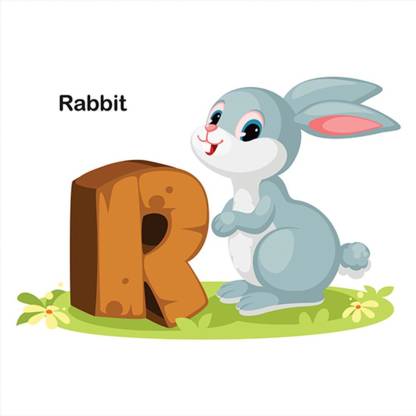 Artway Alphabet R For Rabbit Wall Sticker Wall Art Fridge Sticker Pvc Vinyl 60 Cm X 46 Cm Multicolour Rabbit Cartoon Sticker For Kids Medium Self Adhesive Sticker Price In India