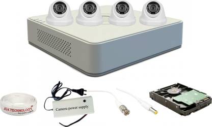 Sia Technology Hikvision 2MP 8 Ch HD DVR 2mp 4 Dome Camera HD Combo kit Include All Require Accessories for 4 Camera Installation Security Camera