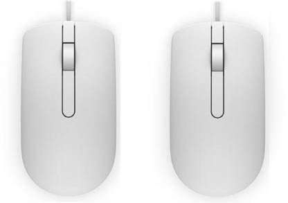 DELL MS116 Optical Mouse (White) pack of 2 Wired Optical Mouse - DELL :  