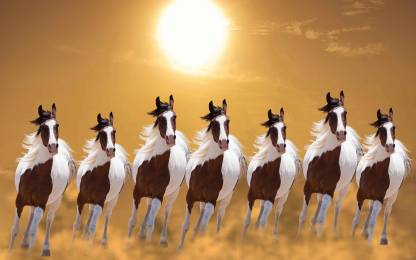 Vastu Seven Running Horses|-High Resolution -300 GSM- (18 x 12) Paper Print  - Decorative, Animals posters in India - Buy art, film, design, movie,  music, nature and educational paintings/wallpapers at 