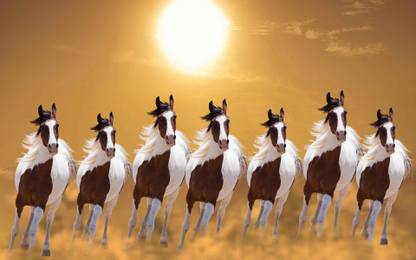 Vastu Seven Running Horses|-High Resolution -300 GSM- (18 x 12) Paper Print - Decorative, Animals posters in India - Buy art, film, design, movie, music, nature and educational paintings/wallpapers at Vastu Seven Running Horses|-High Resolution -300 GSM- (18 x 12) Paper Print - Decorative, Animals posters in India - Buy art, film, design, movie, music, nature and educational paintings/wallpapers at