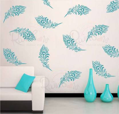 Rainbow Mazic Walls Random Flying Peacock Feather Wall Stencil Glossy Pvc Paper Reusable 9 Inch X 12 Rcs 19 Diy In India - Stencil Paper For Wall Painting Rainbow Mazic Walls Random Flying Peacock Feather Wall Stencil Glossy Pvc Paper Reusable 9 Inch X 12 Rcs 19 Diy In India - Stencil Paper For Wall Painting