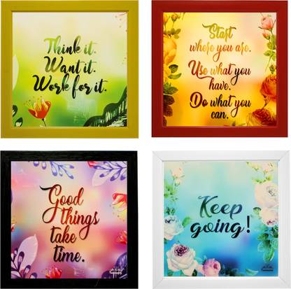 Indianara Set Of 4 Piece Set Of Framed Wall Hanging Motivational Quotes Art Prints Digital Reprint 8 7 Inch X 8 7 Inch Painting Price In India Buy Indianara Set Of 4 Piece