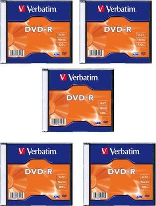 Verbatim Dvd Recordable 4 7gb Dvd R Slim Case 5 Pack 4 7 Gb Verbatim Flipkart Com