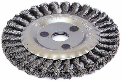 6 Inch Twisted Knotted Wire Brush with 7/8 Bore Wire Wheel Brush for Metal Polishing Cleaning Removing Paint Rust and Corrosion 9000RPM 