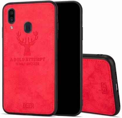 Navnika Back Cover for Deer Cloth Canvas Texture Fabric Leather Case for Vivo Y12 ppp ( RED )
