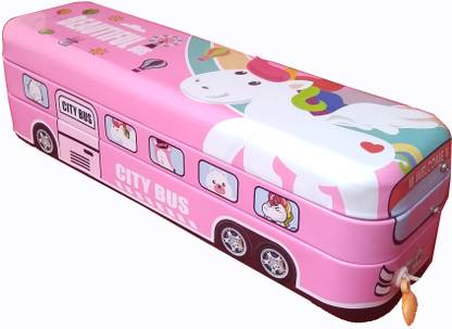 | TECHNOCHITRA Pull Back Bus Cartoon Art Metal Pencil Box - Box | TECHNOCHITRA Pull Back Bus Cartoon Art Metal Pencil Box - Box