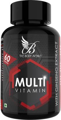 the body avenue multivitamin with ginseng extract biotin folic acid 1000mg 60 tablets