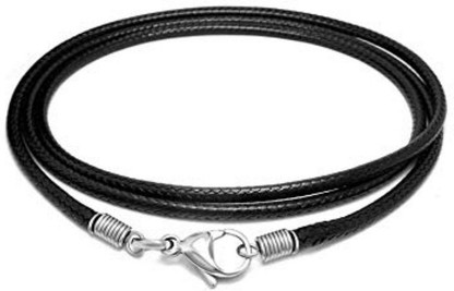 Black Braided Black Leather Cord Rope 
