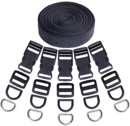 WXJ13 4 Piece 2 Inches Plastic Buckles Flat Side Release Buckles and Triglides with One Spool 5 Yards 2 Inch Wide Polypropylene Webbing 