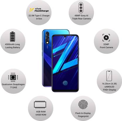 Best Phones to buy under Rs.20,000 in this Flipkart's "The Big Billion Days" Sale. 8 Vivo Z1x (Fusion Blue, 64 GB)